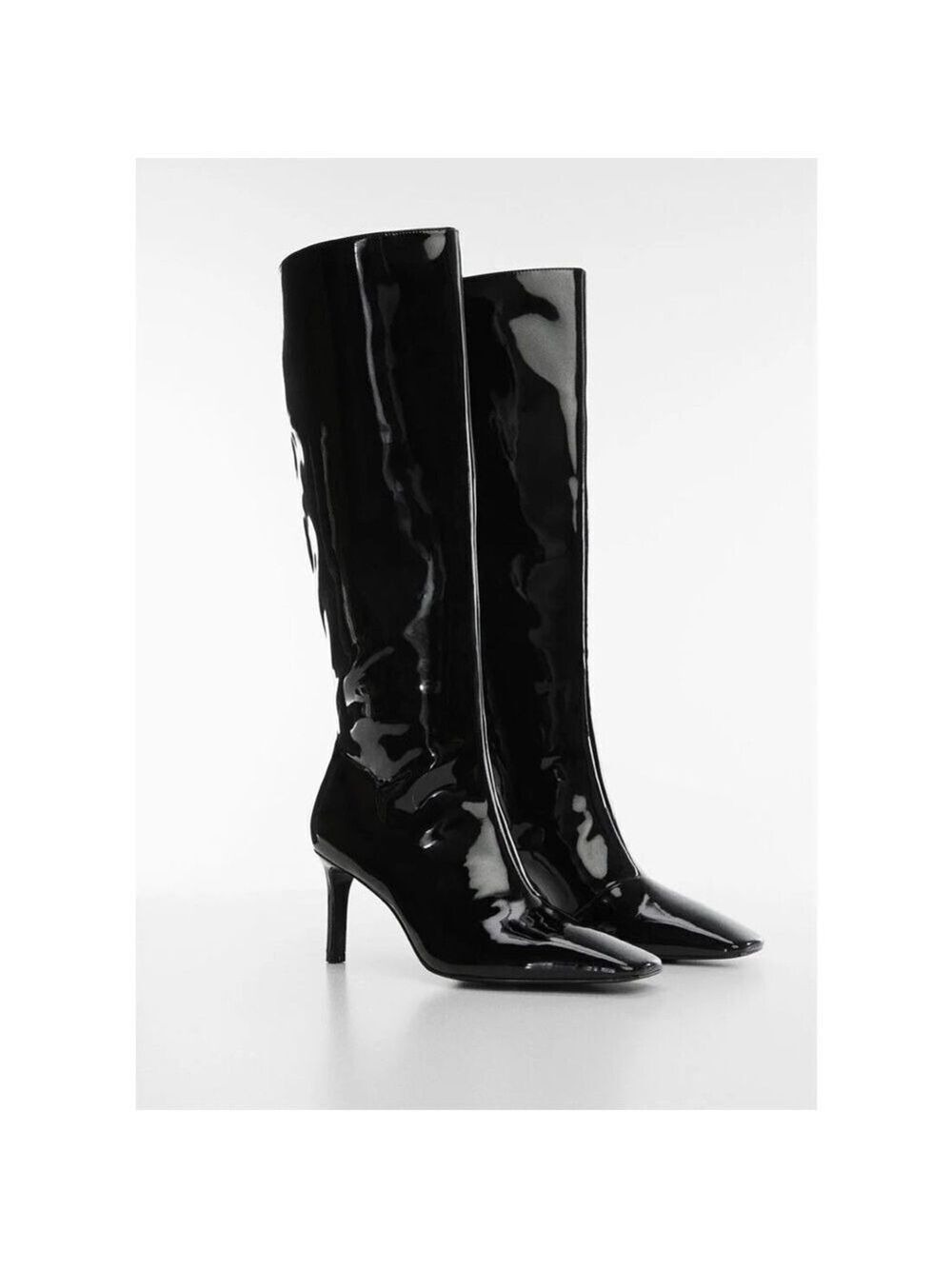 MANGO Aqua Patent Leather Knee Length Boots